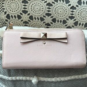 Kate Spade Light Pink Wallet with Bow Accent